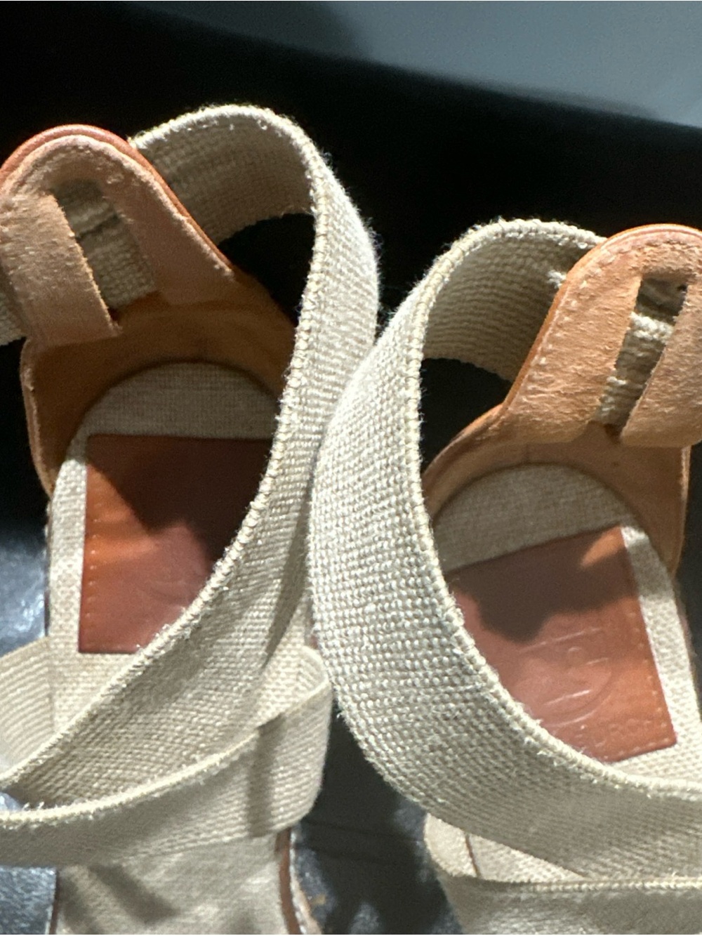 Tory Burch Frieda Espadrille Wedge Sandals Beige Ankle Strap Women 7.5M - Picture 7 of 9